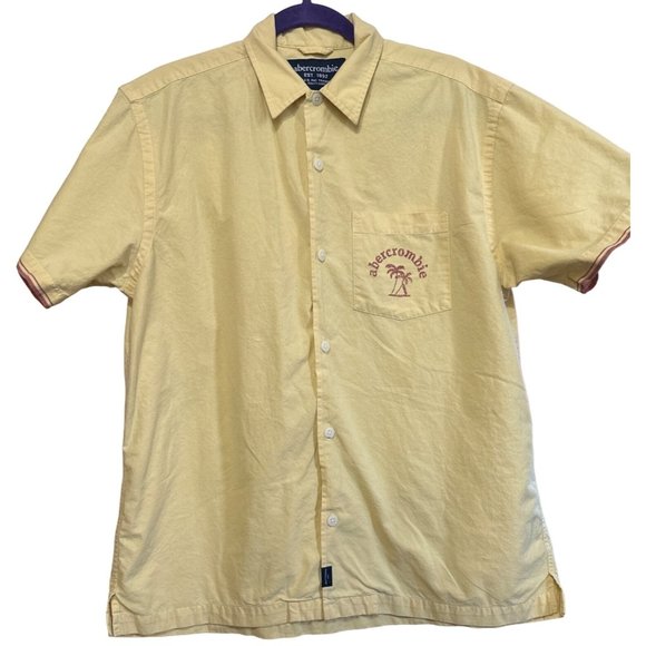 Men's Abercrombie & Fitch Casual Button-Down Yellow Shirt 100% Cotton Size XL - Picture 1 of 15